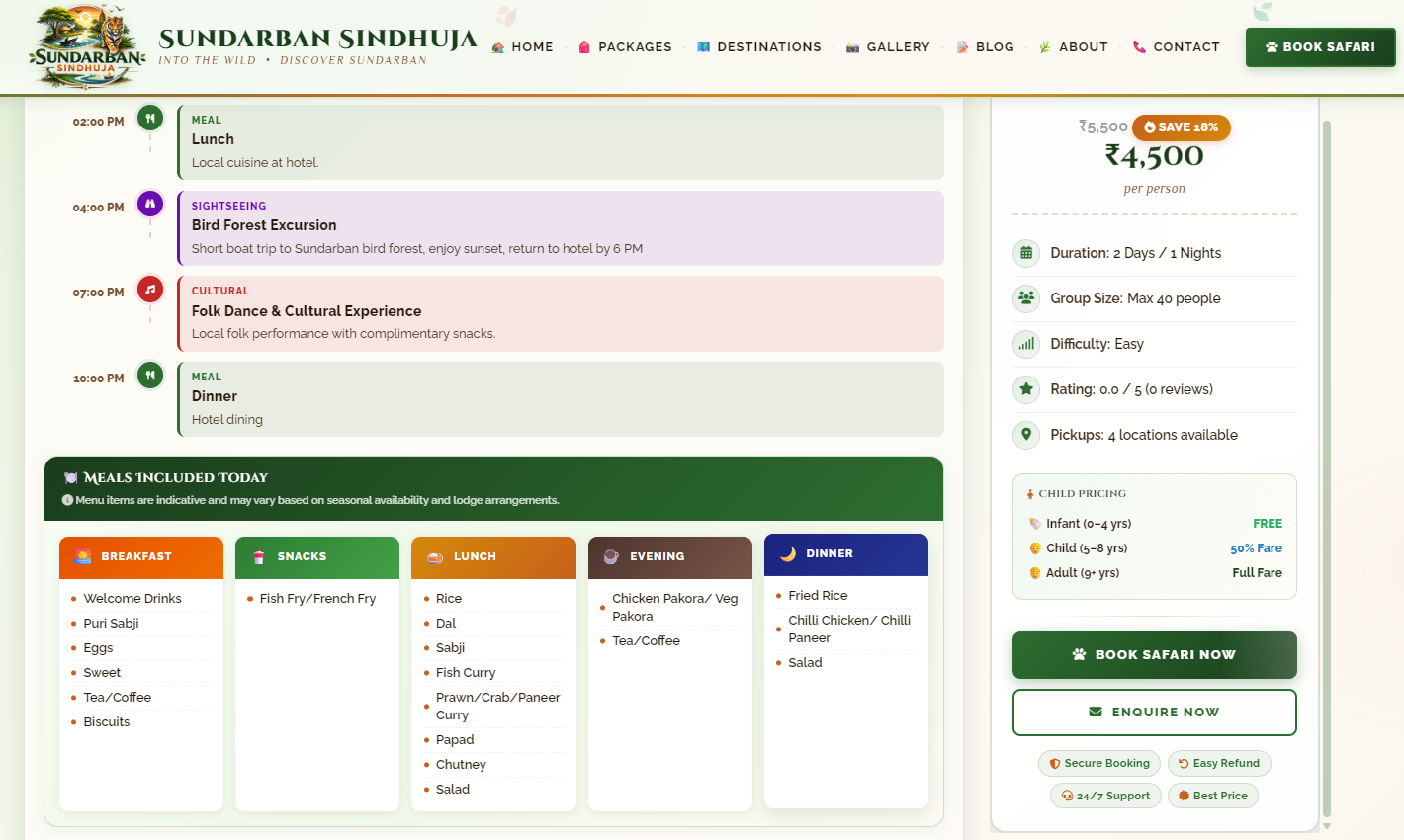 Sundarban Sindhuja Tourism Website — image 2