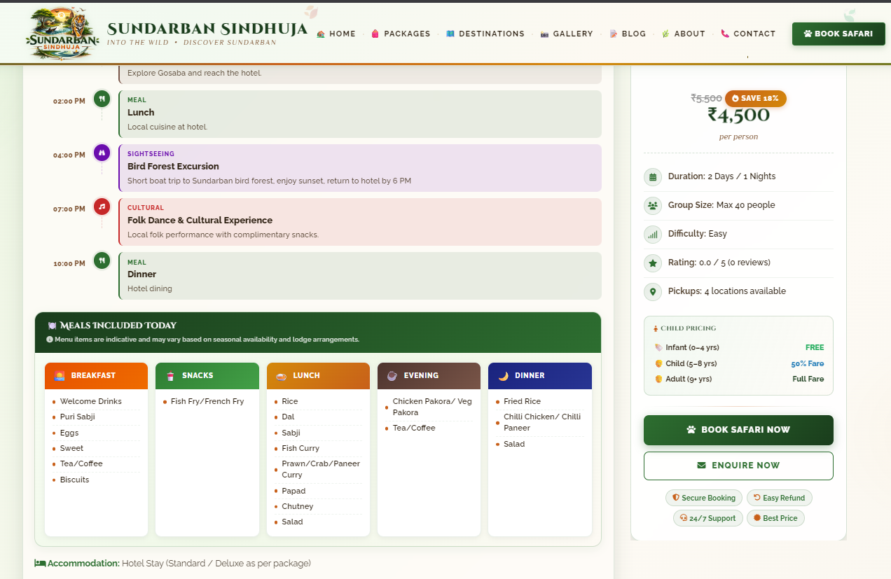 Sundarban Sindhuja Tourism Website — image 5