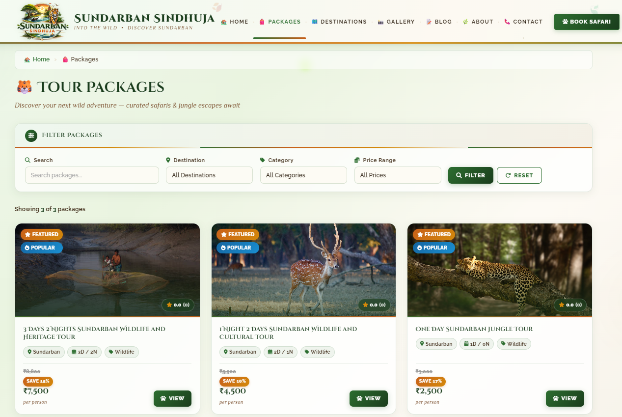 Sundarban Sindhuja Tourism Website — image 7